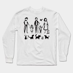 Stick figure man in family ink Long Sleeve T-Shirt